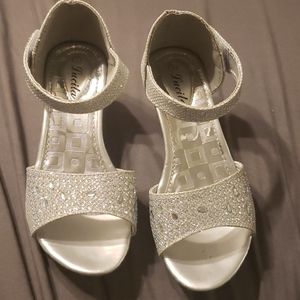 Girls silver sparkly/gems dress shoes size 2